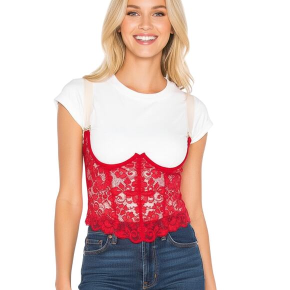 We Are HAH Free People Bust a Move Corset Bustier Top Pink NWT Size Small - Picture 1 of 8